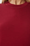 Bordo Beyaz 2'Li Paket Pamuklu Basic Örme T-Shirt AG00002
