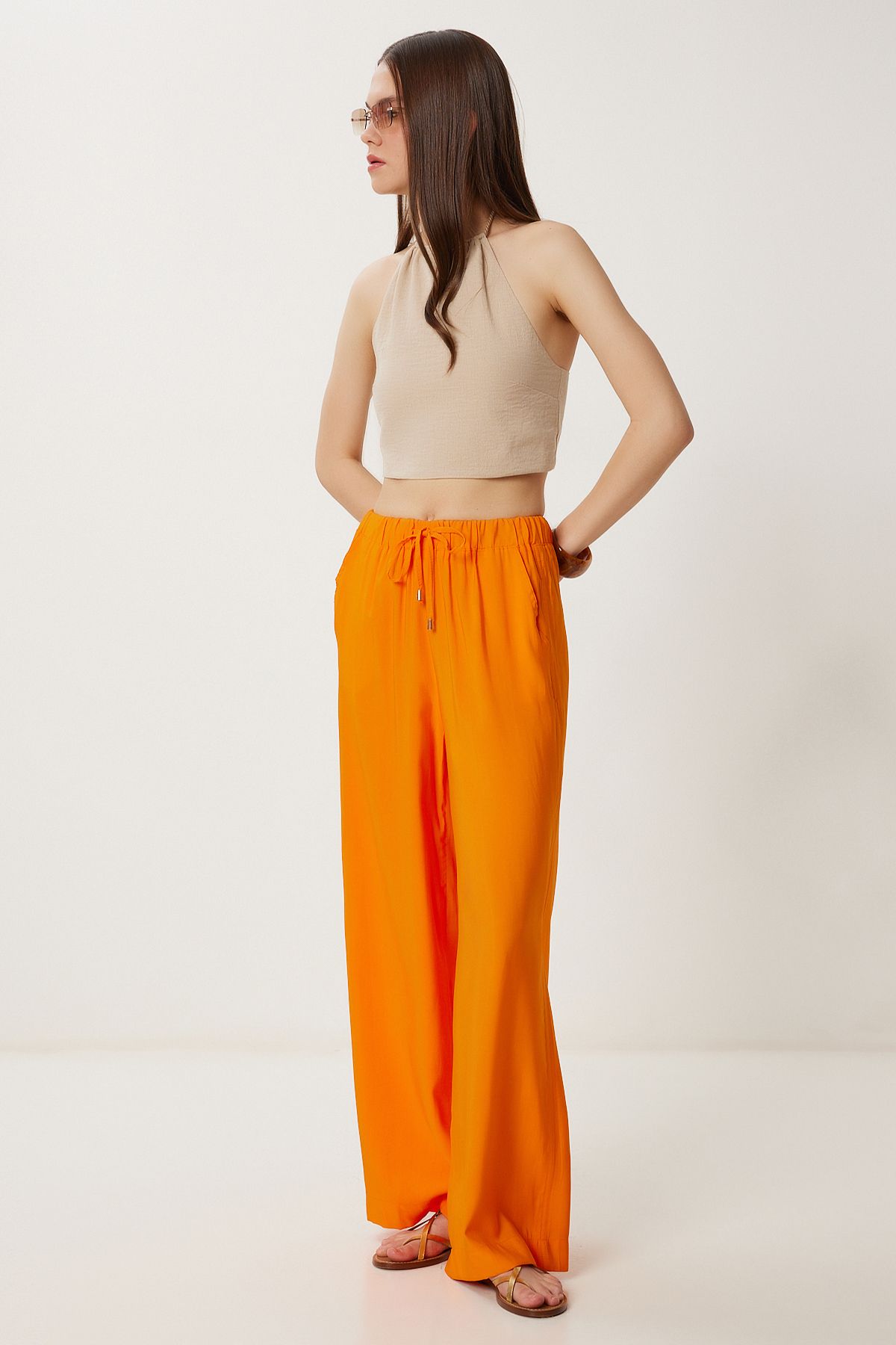 Oranj Geniş Paça Rahat Yazlık Pantolon WF00117