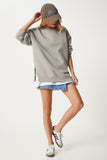 Taş Grisi Fermuar Detaylı Şardonlu Örme Sweatshirt UB00148