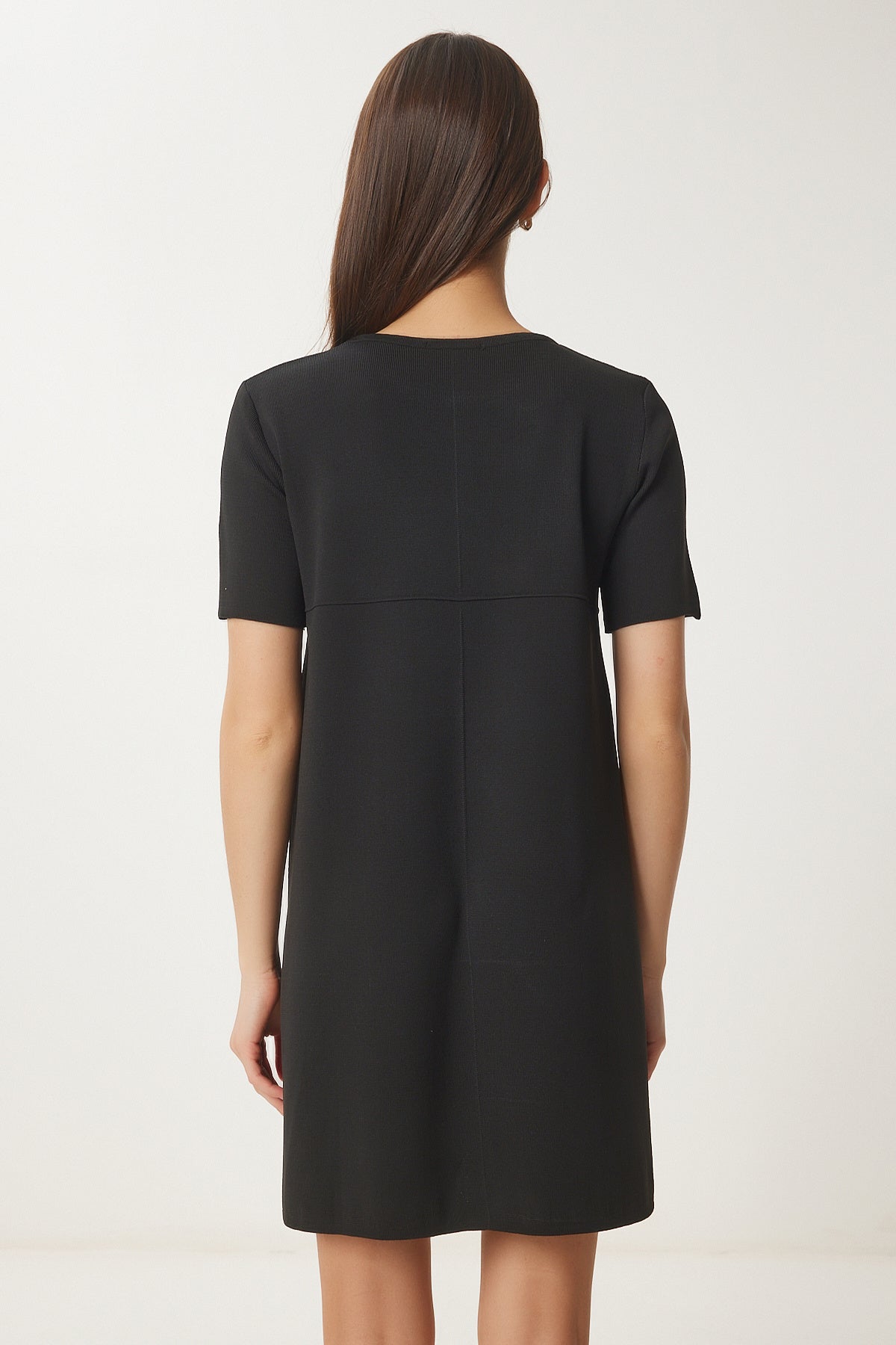 Siyah Oversize Basic Triko Elbise UB00368