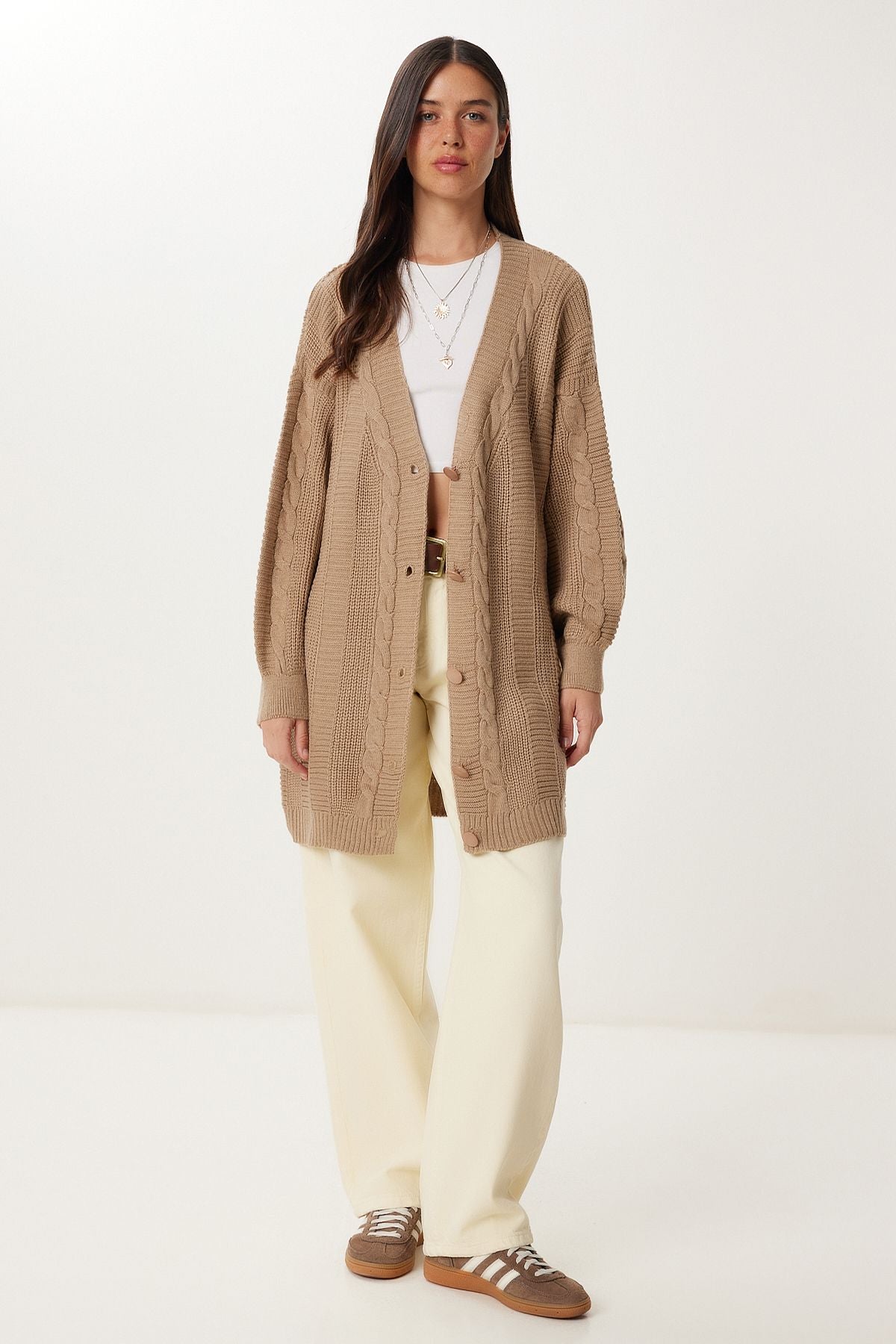 Vizon Balon Kollu Oversize Triko Hırka DD01033