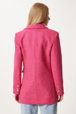 Koyu Pembe Düğmeli Blazer Tüvit Ceket  WF00004
