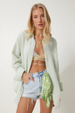 Su Yeşili Oversize Basic Müslin Gömlek  MX00150
