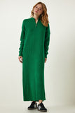 Yeşil Fitilli Oversize Triko Elbise DD01251