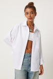 Beyaz Cepli Oversize Gömlek  FN03248