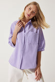 Lila Balon Kollu Poplin Gömlek DD01308