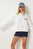 Ekru Kalp Nakışlı Şardonlu Sweatshirt DP00216