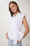 Beyaz Gömlek Yaka Anvelop Poplin Bluz HF00467