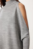 Gri Cut Out Detaylı Oversize Triko Kazak AS00015