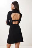 Siyah Sırtı Kemerli Mini Triko Elbise YY00255