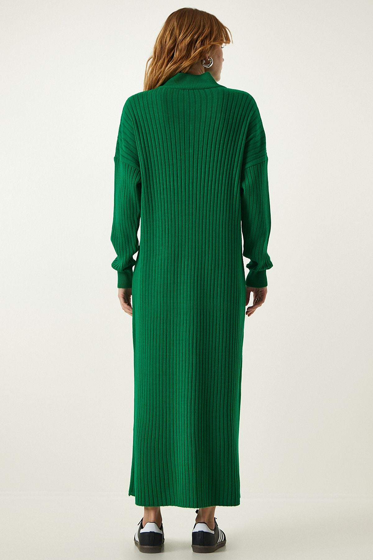 Yeşil Fitilli Oversize Triko Elbise DD01251