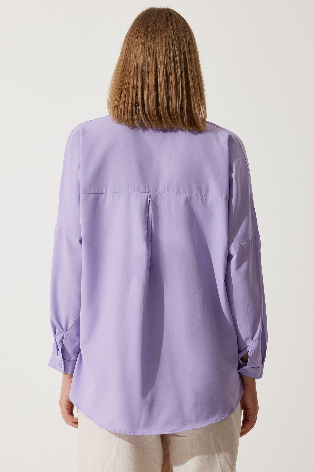 Lila Oversize Uzun Basic Gömlek DD00842