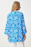 Canlı Mavi Desenli Viskon Kimono EN00615