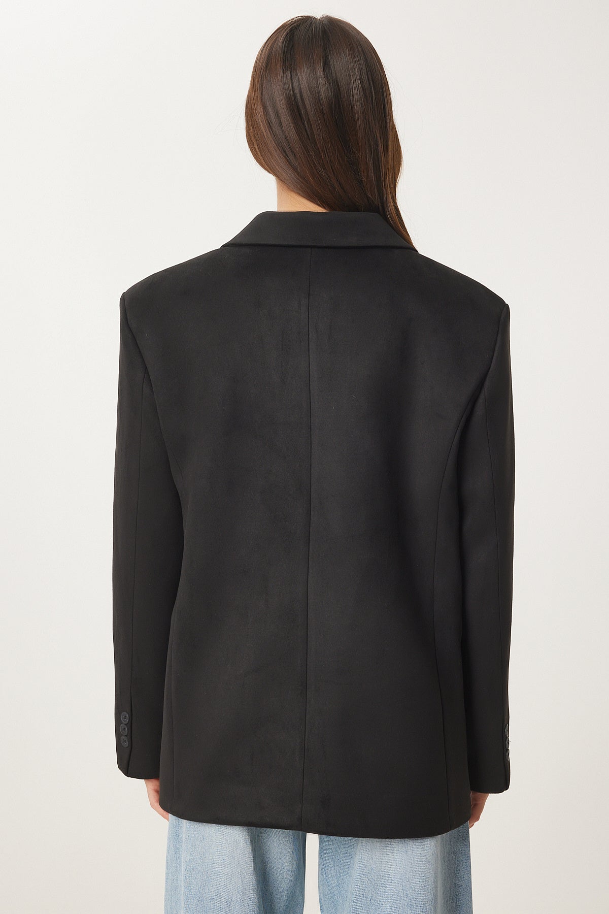 Siyah Premium Süet Blazer Ceket FN03443