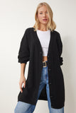 Siyah Balon Kollu Oversize Triko Hırka DD01033