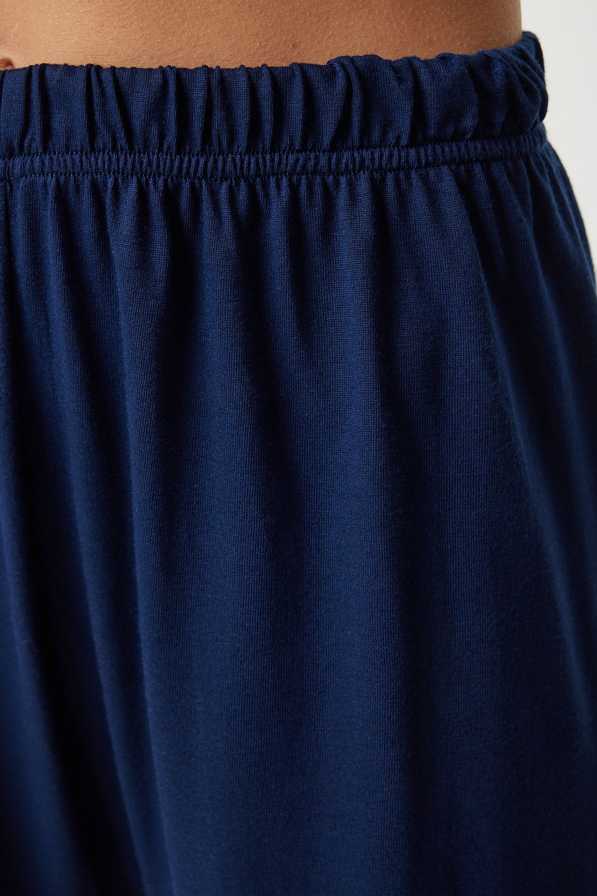 Lacivert Biye Detaylı Gömlek Şort Pijama Takımı EC00039
