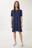Lacivert Oversize Basic Triko Elbise UB00368