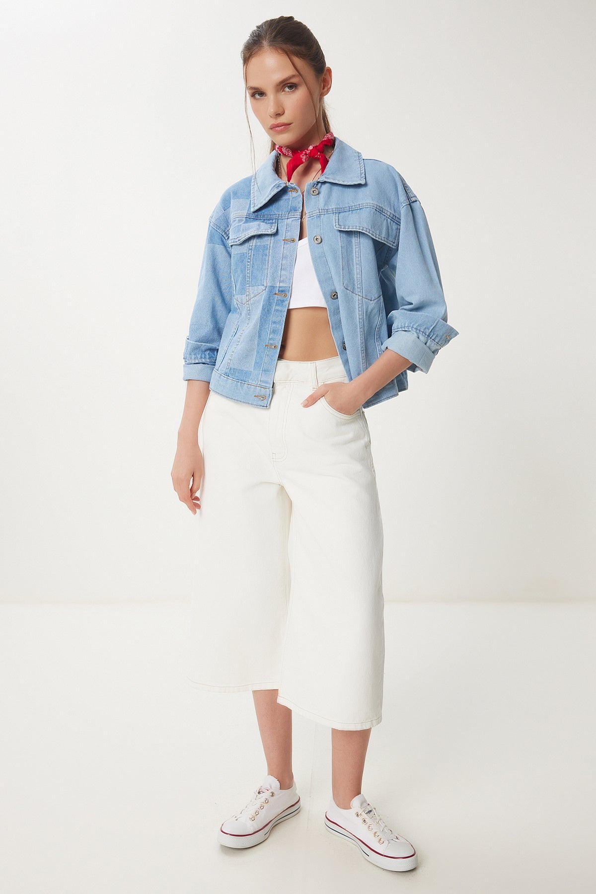 Açık Mavi Kontrast Renkli Denim Ceket SA00033