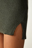 Haki Mini Yırtmaçlı Fitilli Örme Elbise UB00211