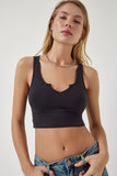 Antrasit Askılı Crop Örme Bluz OW00030