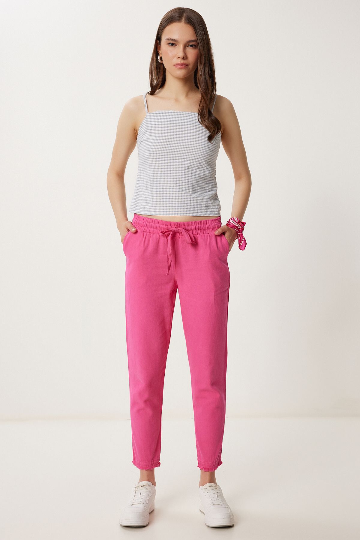 Koyu Pembe Cepli Gabardin Pantolon WF00113