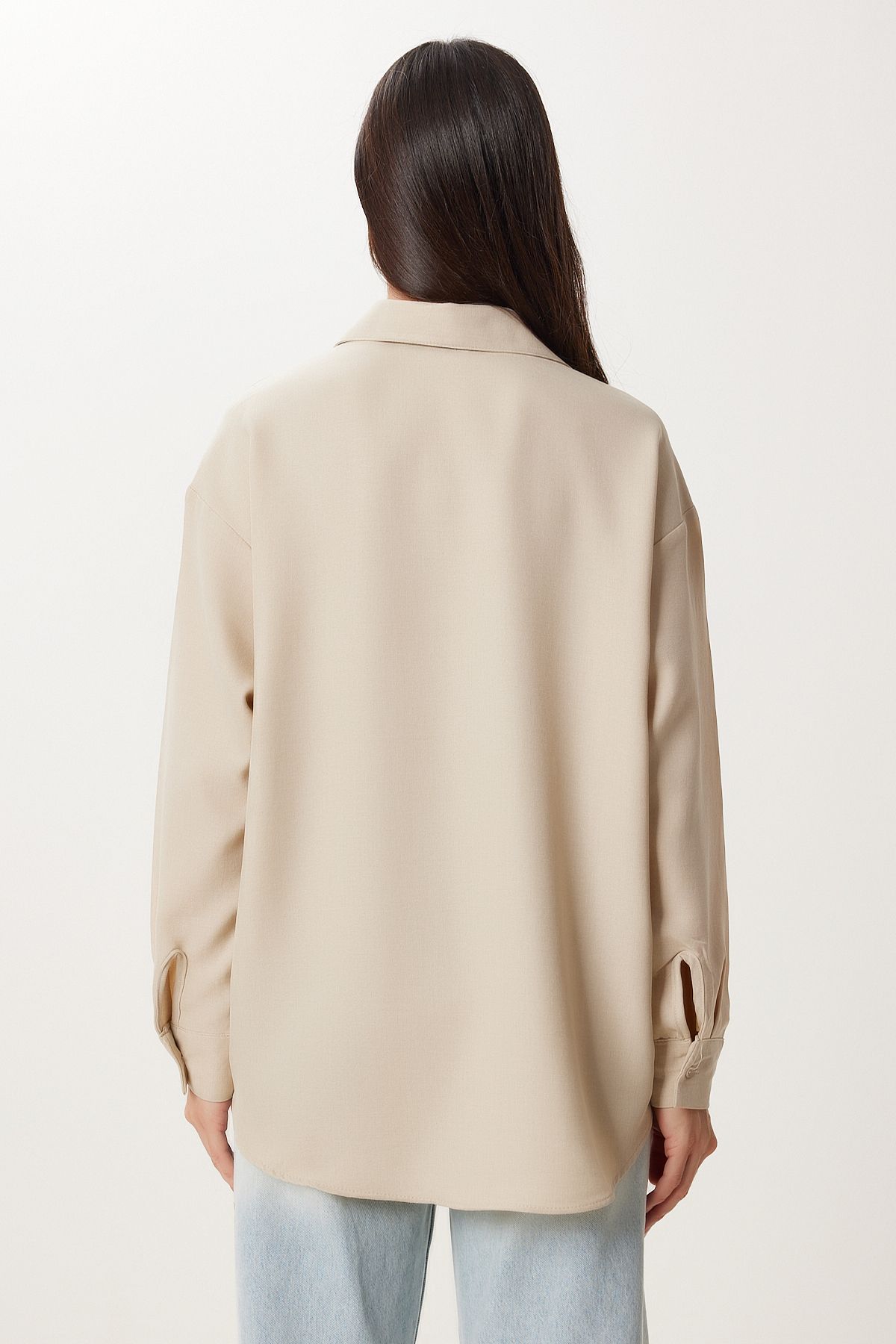Taş Oversize Keten Gömlek PB00052