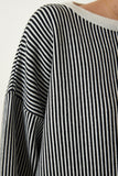 Siyah Beyaz Çizgili Oversize Triko Kazak YY00196
