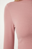 Gül Kurusu Dik Yaka Fitilli Kaşkorse Crop Bluz ub00165