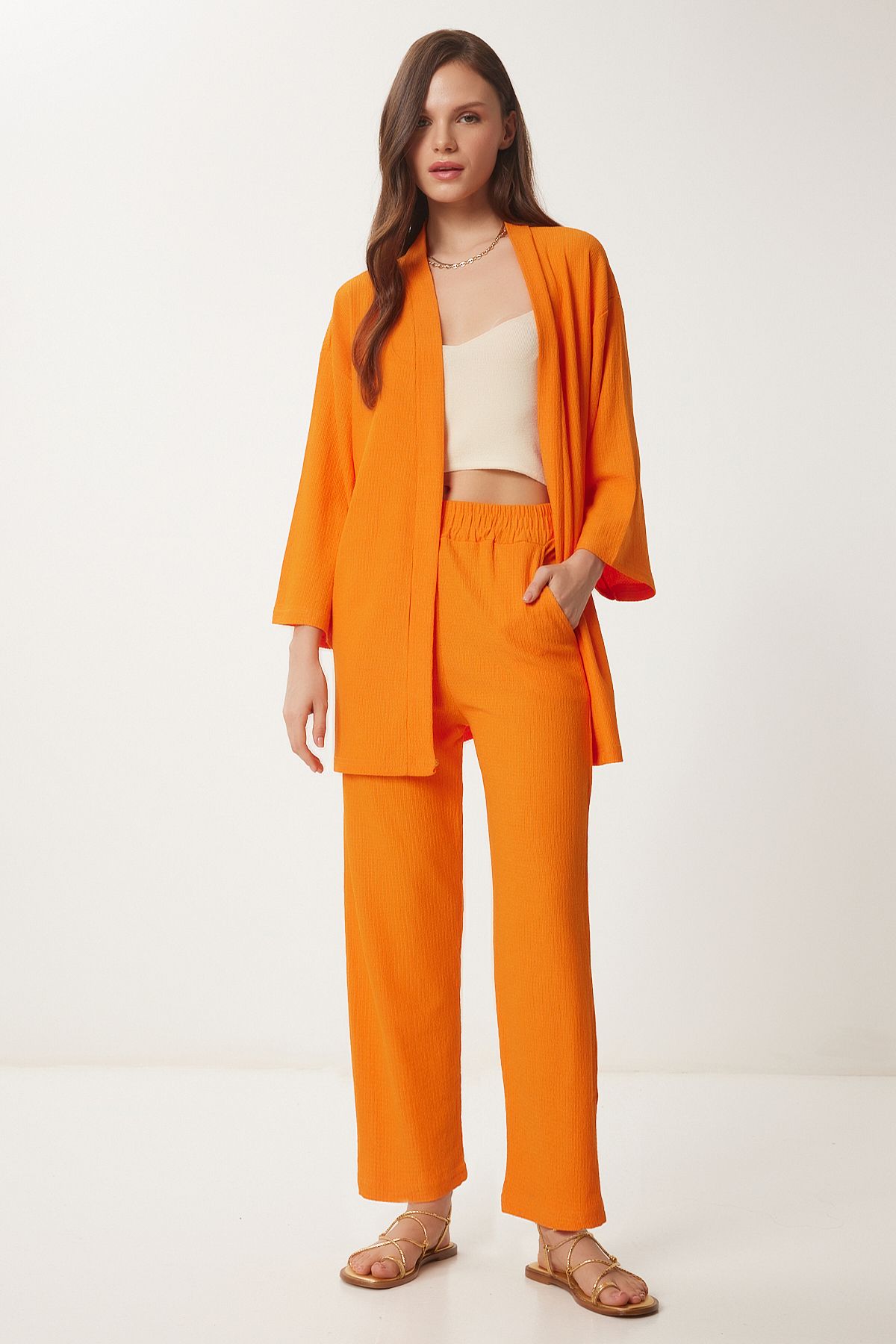 Oranj Kimono Pantolon Örme Takımı BY00050