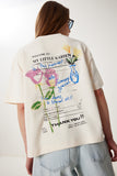 Krem Baskılı Pamuklu Örme T-Shirt UB00399