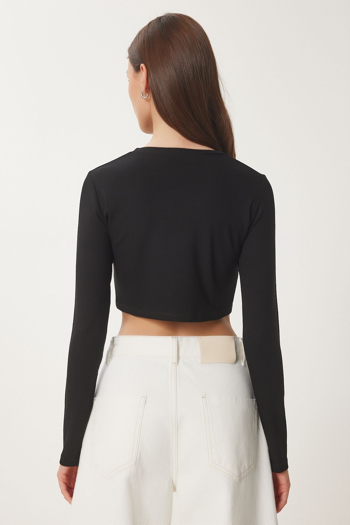 Siyah Çilek Örme Crop Bolero Hırka UB00384