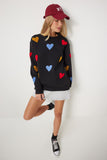 Siyah Kalpli Dokulu Şardonlu Örme Sweatshirt NJ00162