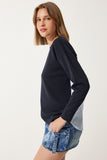 Lacivert Mavi Poplin Detaylı Örme Sweatshirt MC00274