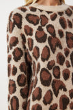 Bej Kahverengi Leopar Desenli Sakallı Kısa Triko Kazak PF00097