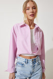 Pembe Bluz Detaylı Crop Gömlek RG00022