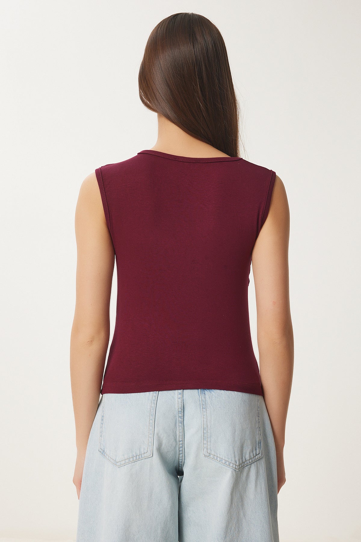 Bordo Büzgülü Örme Bluz ZV00283