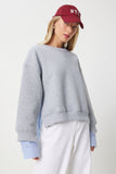 Gri Mavi Oversize Gömlekli Sweatshirt DP00214
