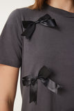 Antrasit Fiyonklu Pamuklu Örme T-Shirt CR00453