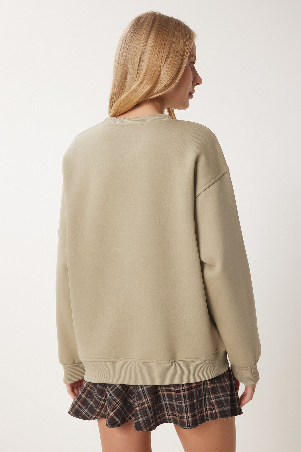 Kil Yeşili Ayıcık Armalı Şardonlu Örme Sweatshirt WE00001