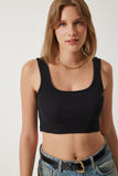 Siyah Beyaz Askılı Crop İkili Paket Örme Bluz GT00034