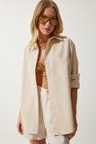 Latte Tek Cepli Boyfriend Poplin Gömlek CY00014