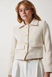 Kemik Crop Tüvit Blazer Ceket TO00039