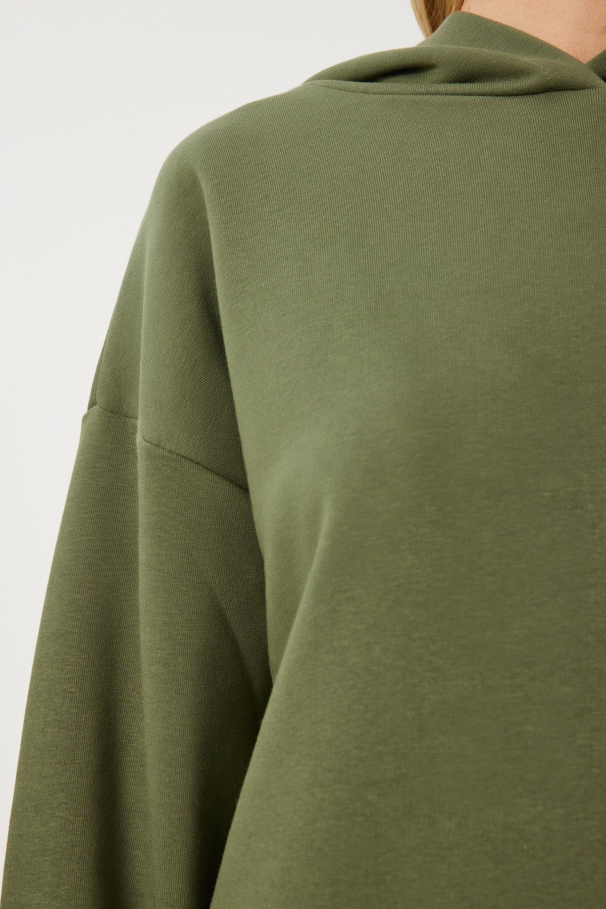 Haki Kapüşonlu Şardonlu Sweatshirt OW00050