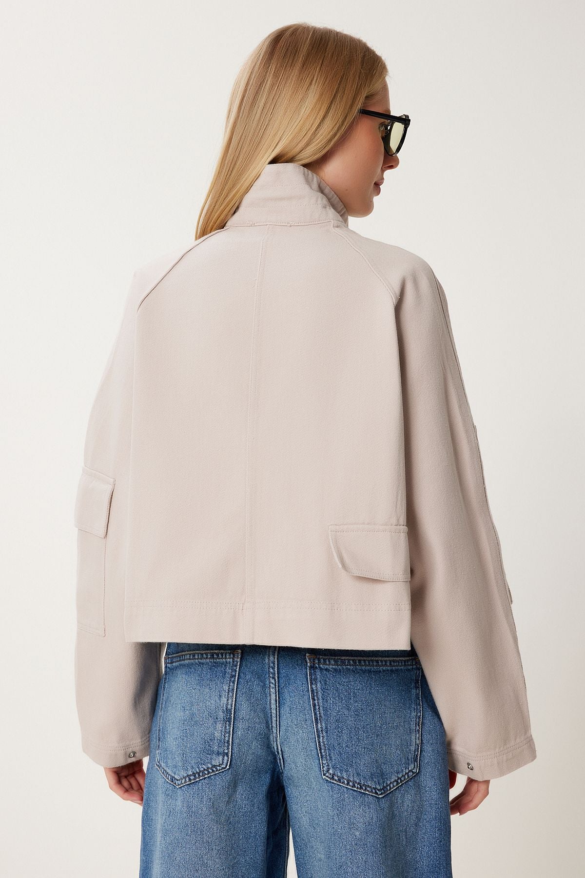 Bej Cep Detaylı Gabardin Ceket SA00042