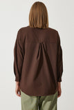 Acı Kahve Oversize Uzun Basic Gömlek  DD00842