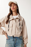 Krem Mevsimlik Bomber Mont MX00243