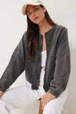 Antrasit Yıkamalı Oversize Örme Sweatshirt UB00409