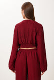 Bordo Dokulu Bluz Pantolon Takım RV00214