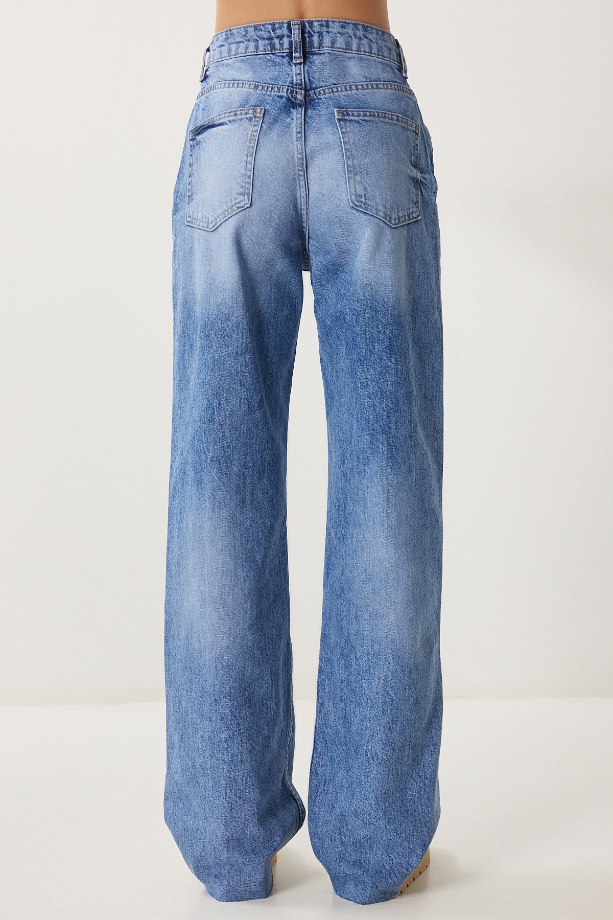 Mavi Yüksek Bel Geniş Paça Jeans FN03425