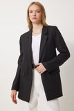 Siyah Vatkalı Dokuma Blazer Ceket HL00005